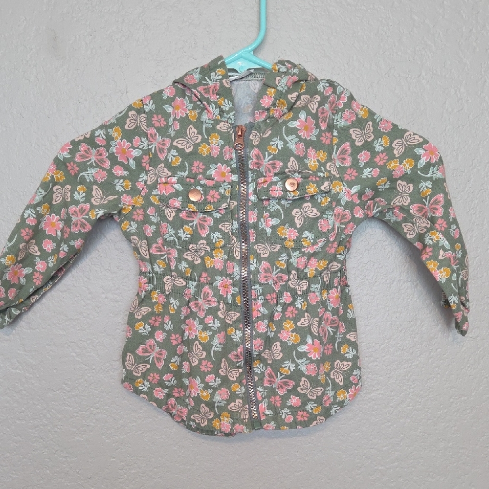 Little Lass Floral Hooded Utility Jacket 3T